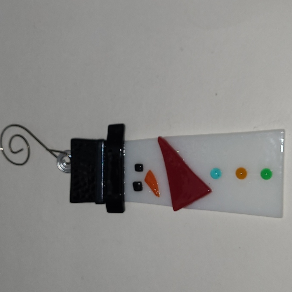 Fused Glass Snowman Ornament
